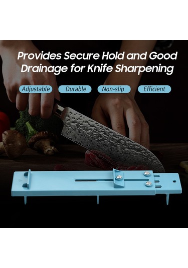 Yuntech01 Mutfak Lavabo Uyumlu Genişletilebilir Bıçak Taşı Tutucu, Kaymaz Ve Pas Koruyucu, Mavi Renkli Taş Tutucu Standı Taş Dahil Değil Açık Mavi