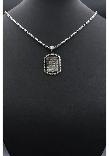 Ayetel Kürsi Yazılı 925 Ayar Gümüş Kolye Kral Zincir 2mm 902428 Gümüş