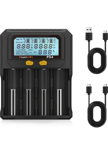 Honeybeeshop Powerkan Pd4 Akıllı Pil Şarj Cihazı 4 Kanal Li İon Nimh Ni Cd Şarj Usb Lcd Ekran