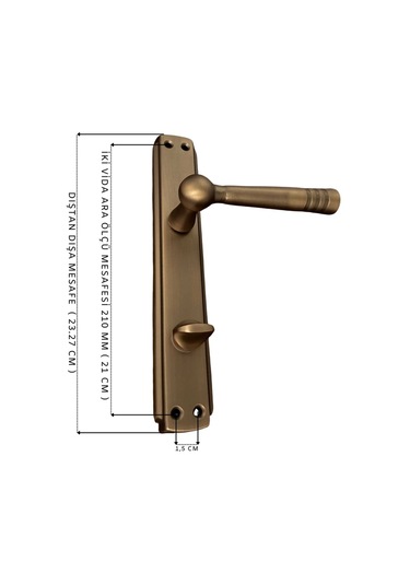 Osmanlı Mat Antik Sarı Bravo Aynalı Wc Banyo Kapı Kolu Sağ Basar 1 Takım