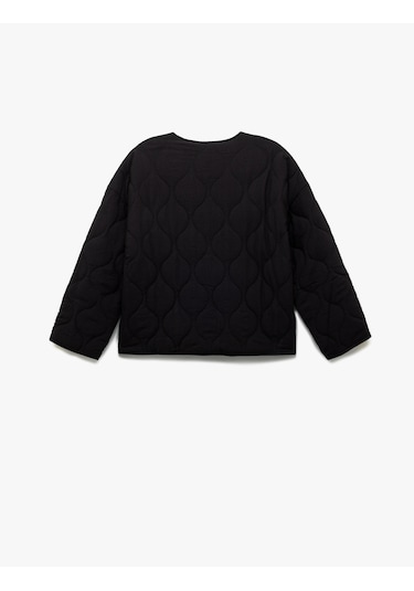 Koton Çıt Çıt Düğme Kapamalı Cepli Uzun Kollu Bisiklet Yaka Kapitone Mevsimlik Ceket Siyah 6wak20074ew Siyah