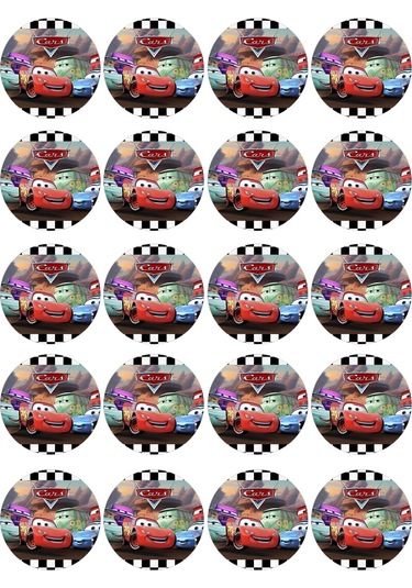 Cars Yenilebilir Yuvarlak Kurabiye Resim Baskı