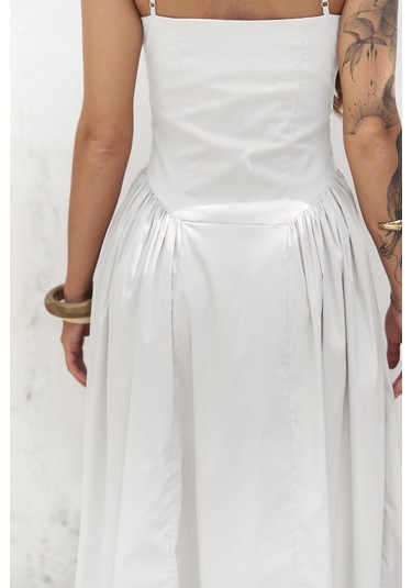Narissa Askılı Midi Ekru Elbise Ekru