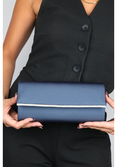 Marıa Laci Saten Gümüş Taşlı Kadın Abiye Çanta Çok Renkli