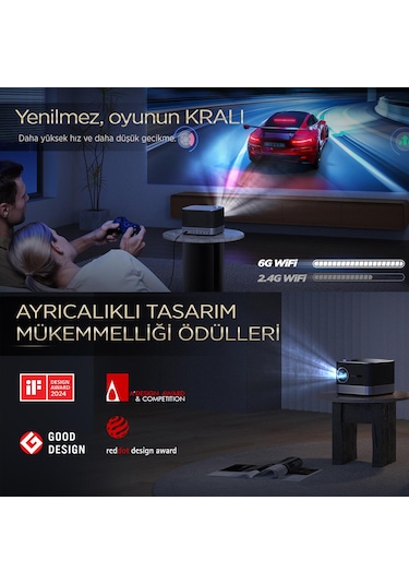 Vankyo Aurzen Boom 3 WiFi + Bluetooth 300 Inç 4K Smart TV Projeksiyon Cihazı Siyah