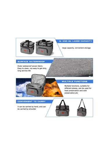 Suofeng Isı Saklamalı Outdoor Pansiyon Çantası, 8l/20l Seçenekli, Oxford Kumaş, Su Geçirmez, Tek Omuzlu, Yemek Taşıma Çantası Gri