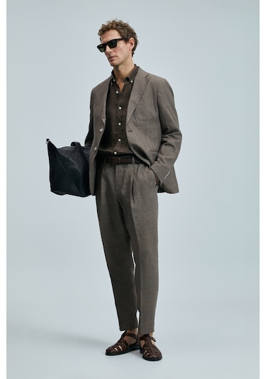 Lufian Jaques Spor Erkek Blazer Ceket Slim Fit Kahverengi Kahverengi 111140172100400 Kahverengi