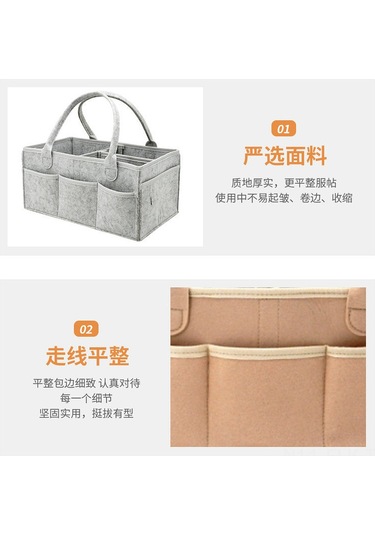 Xindoker Keçe Bebek Bezi Çantası - Toksik Olmayan, Dayanıklı Ve Hafif Anne Çantası Gri