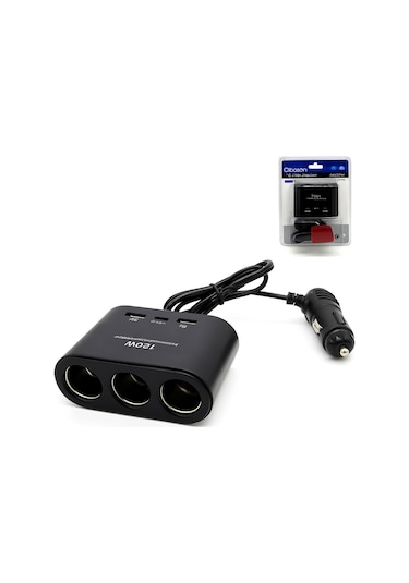 Oto Sarj Çakmak Çoğaltıcı Çift Usb Ve Type C Girişli 3'lü 120w