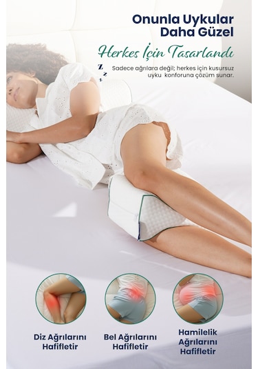 Bacak Arası Ortopedik Yastık Diz Arası Visco Yastık 25x19x14 Cm Beyaz