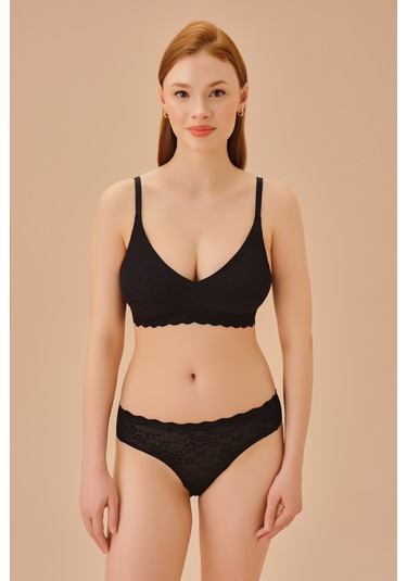 Suwen Invisible Soft Dantteli Sütyen Sw5986012 Siyah