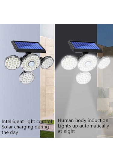 Sones Tg-ty051 4-baş Döndürülebilir Güneş Duvar Lambası Gövde Sensörü Açık Bahçe Su Geçirmez Koridor Bahçe Aydınlatması Sokak Lambası, Spec: 180 Led