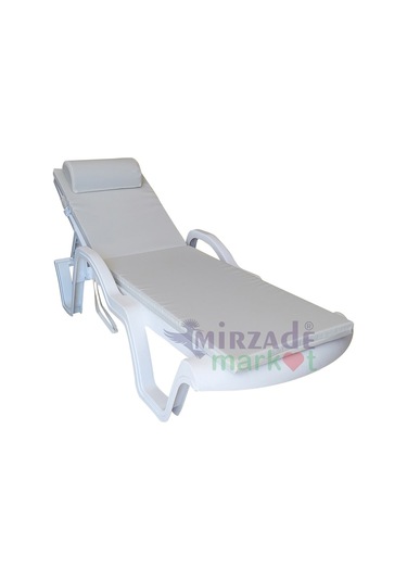 Mirzademarket Şezlong Minderi Lüks Su Geçirmez Kumaş Fermuarlı-Krem