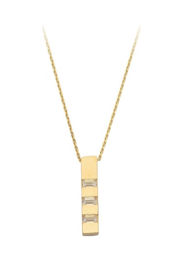 Altın Baget Taşlı Çubuk Kolye 80170562