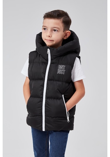 Benitto Kids Kapüşonlu Erkek Çocuk Şişme Yelek 51311 Siyah