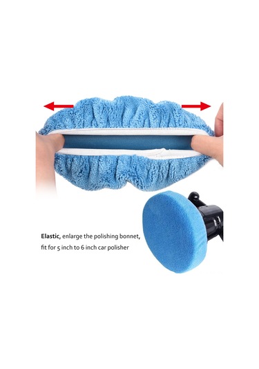 Mufunye 6'li Set Mavi Yumuşak Koral Kadife Araba Cilalama Başlığı, 16cm