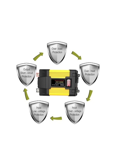 Dancemonkey 500w Araba Güç İnvertörü, Led Dijital Ekranlı 12v-220v Ac