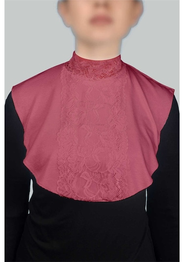 Altobeh Kadın Penye Tesettür Daire Yakalı Dantelli Boyunluk - Gül Kurusu Gülkurusu