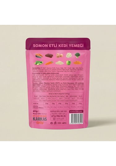 Kito Fresh Somonlu Kedi Yemeği %100 Taze İçerikli Mama 80 G X 8 Adet