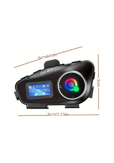 Q58-max Motosiklet Kask谋 Toz Ge莽irmez Telsiz Kulakl谋k Lcd Ekran M眉zik Payla艧谋m谋 Ve El Feneri 2 Yolcu 500m Telsiz