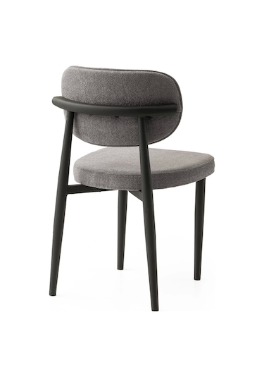 Sst Kumaş Salon Ve Mutfak Sandalyesi Metal Ayaklı 6 Adet Gri-siyah