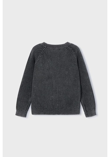 Erkek Çocuk Normal Kalıp Selanik Örgü Pamuklu Triko Kazak - Siyah Siyah