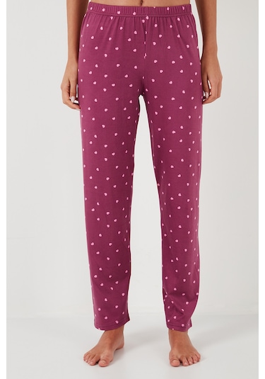 Lela Desenli Regular Fit Gömlek Yaka Bayan Pijama Takımı 65750101 Mürdüm