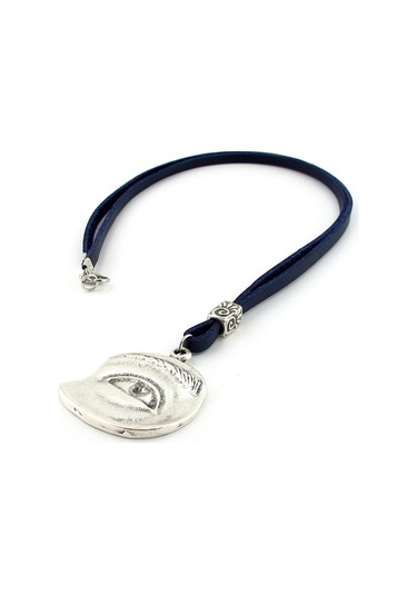 Solfera Tek Göz Her Şeyi Gören Göz Lacivert Deri Metal Erkek Kolye Q0589 Pembe
