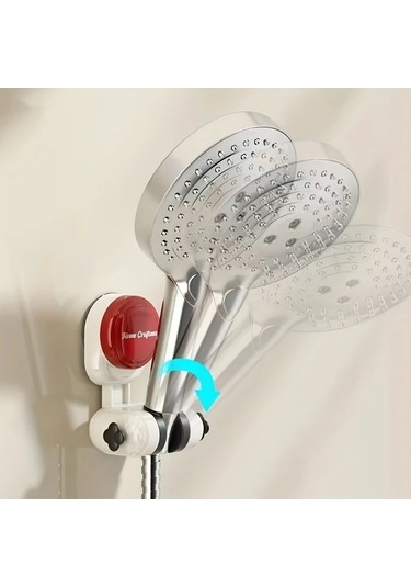 Hightower Siyah Vantuzlu Duş Başlığı Askısı Deliksiz Montaj Yağmur Ve El Duşu İçin Dayanıklı Siyah