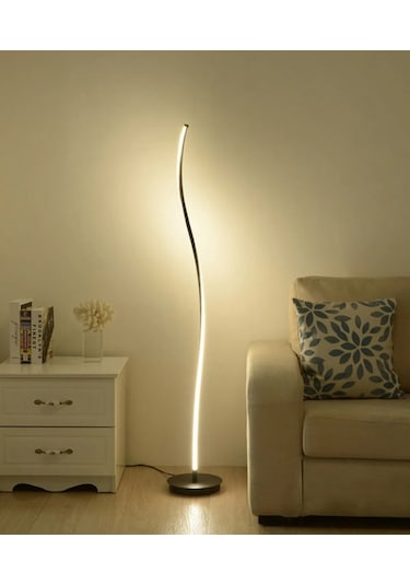 Modern Kıvrımlı Siyah Kasa 3 Renk Lambader Siyah