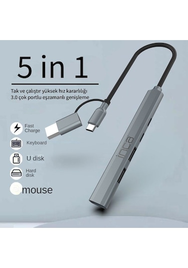 Inca Iutp-06t 15cm Tip-c+usb 1 Usb3.0+2 Usb2.0+ Pd100w