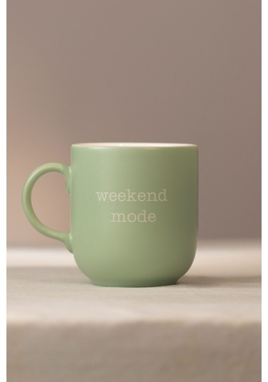 Rakle Mottolu Seramik 2'li Kupa Seti Yeşil-sarı 400 Cc Renkli