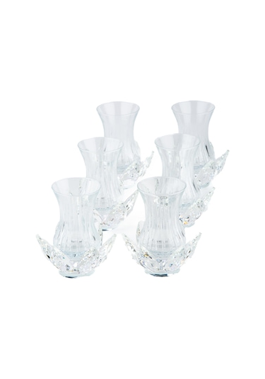 Çay Seti Cam El Dekor Nilüfer Model Şeffaf Renk