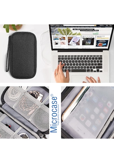 Microcase Taşınabilir Su Geçirmez Çift Katman Ve Fermuarlı 8 Bölmeli Seyahat Çantası Organizer Al4210 Siyah