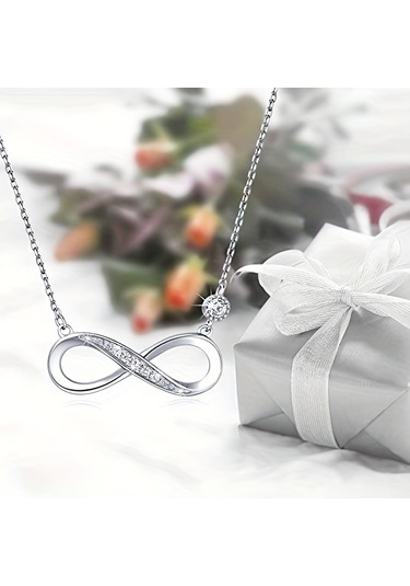 Tcherchi Gümüş Renk Sonsuzluk Kolyesi Gümüş