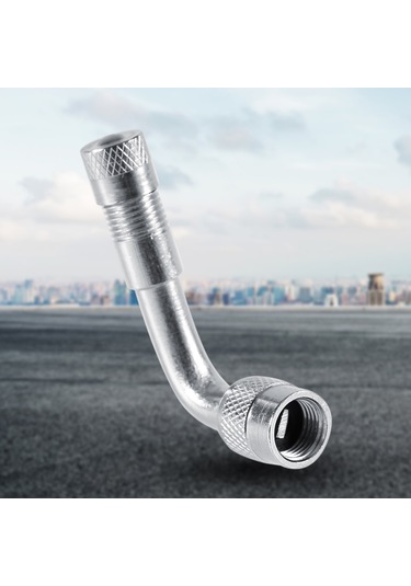 Lemestar Oto Ve Motosiklet İçin Gümüş Nikellyi 90 Vana Uzatma Borusu - Basınç Kontrolü Ve Hava Doldurma Kolaylığı Sağlar