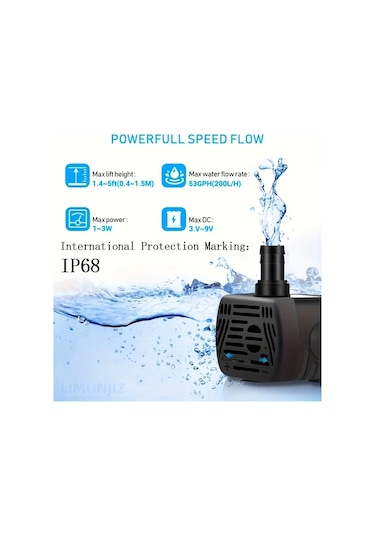 Xuweiwei Usb Water Pump 1pc Sessiz 3w Dc Su Pompası 200l/h Akış Hızı Dayanıklı Abs Gövde Usb Beslemeli