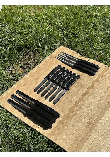 Solingen 12 Parça Siyah Set 6 Meyve Bıçağı+3 Sebze Bıçağı+3 Ava Bıçak-246 Siyah