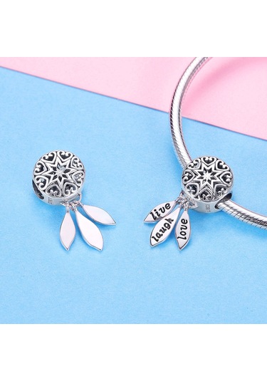 S925 Ayar Gümüş İçi Boş Kalp Şeklinde Desen Gevşek Boncuk Dıy Bilezik Mektup Boncuk Çok Renkli