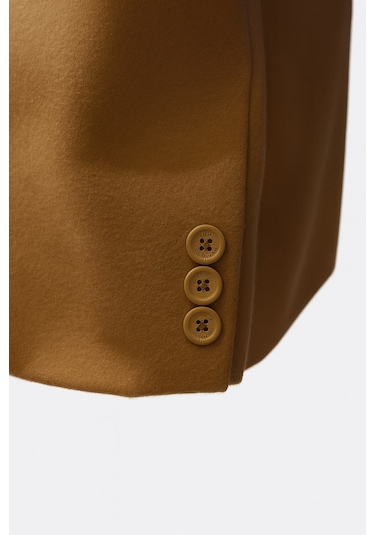 Plus Scorpion Erkek Uzun Kaşe Kaban İtalyan Kesim Slim Fit Şık Model Taba