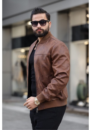 Erkek Süet Kolej Ceket Kahverengi Napa