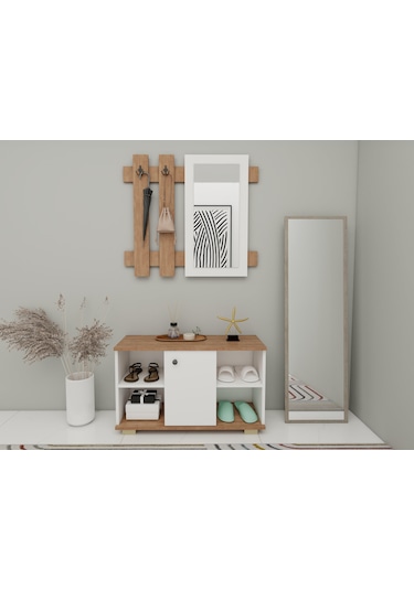 Edessa Ayakkabı/antre Hol Dolabı Marbellak.beyaz Renk Kahverengi - Beyaz