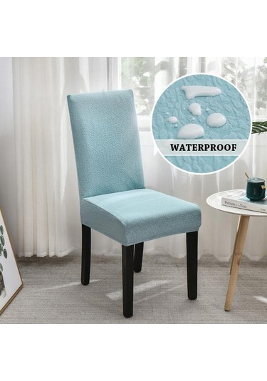 Gökyüzü Mavisi Streç Su Geçirmez Sandalye Yemek Odası İçin Kapakları Slipcover Kılıf Sandalye Otel Oturma Odası Mutfak Yemek Sandalyesi Kapak