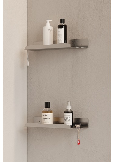 Zift Unique 2 Adet Paslanmaz Çelik İnoks Banyo Şampuan Rafı, Yapışkanlı Ve Vidalı Duş İçi Düzenleyici Askılık Diğer