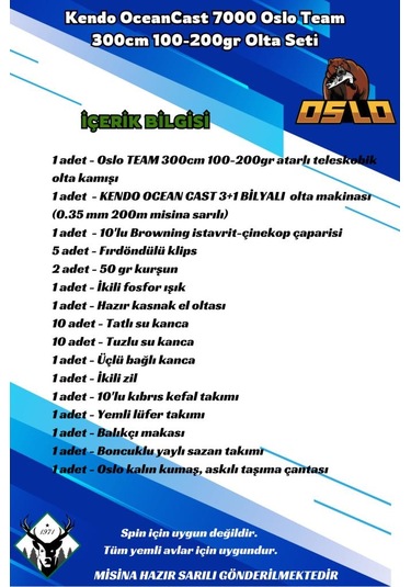 Oslo Team 360cm 100-200gr Kendo Oceancast 7000 Olta Seti