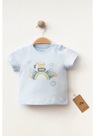 %100 Pamuklu Cloud Cars T-shirt Mavi