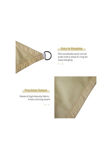 Xindoker 2x2x2m Bej Bahçe Havuzu Gölgesi, 420d Oxford Kumaş Uv Koruyucu, Taşınabilir Outdoor Triangular Gölge Çadırı Bej