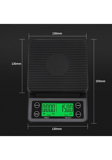 Novahub 0.1g Hassas, 3kg Kapasiteli, Zamanlayıcı Mutfak Kahve Terazisi, Pil Hariç Siyah Siyah