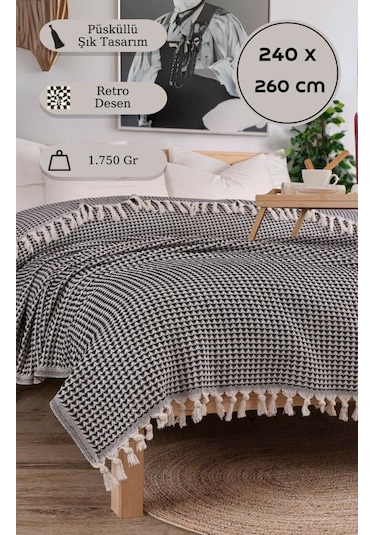 Battaniye Pamuk Piramid 180x200 Cm Siyah