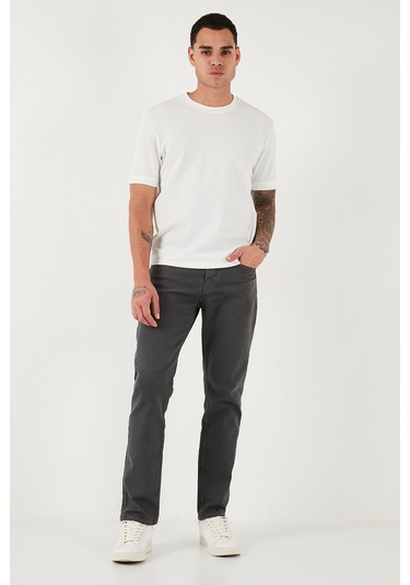 Buratti Pamuklu Comfort Fit Normal Bel Boru Paça Jeans Erkek Kot Pantolon 4412C19Texas Antrasit